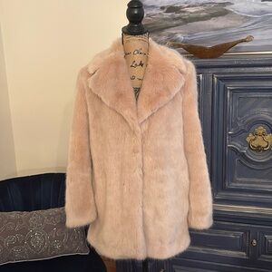 ZARA Mink Faux Fur Blush Nude pink coat XS 2 sold out rare warm luxury designer